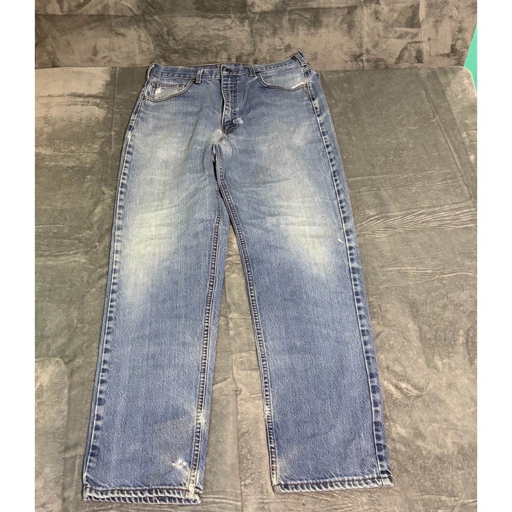 Carhartt Fr Jeans Mens 36 X 34 Blue Arc 12.7 Blue Denim Work Wear